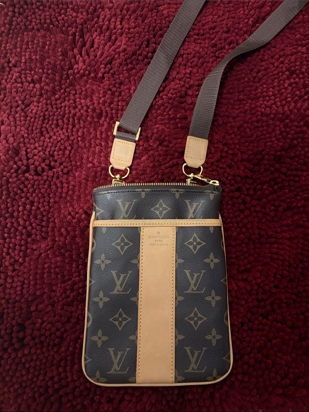 Louis Vuitton Brown Monogram Vertical Crossbody with Tan Trim